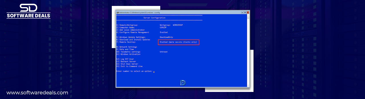 Step Run RDP on Windows Server Core